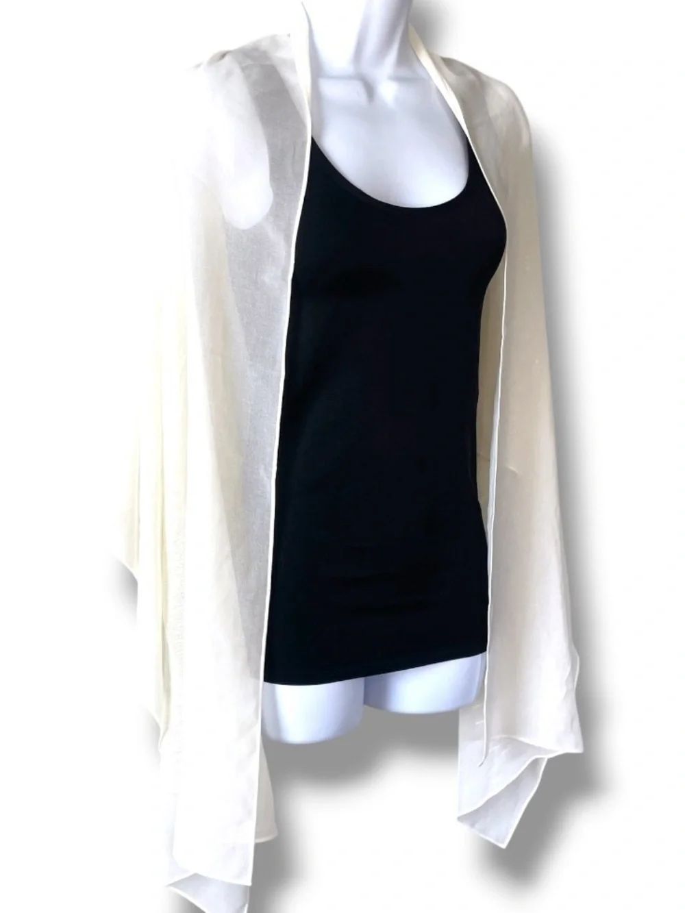 Ivory Sequin Scarf Shawl Wrap Formal Evening Bridal Lightweight Long Scarf